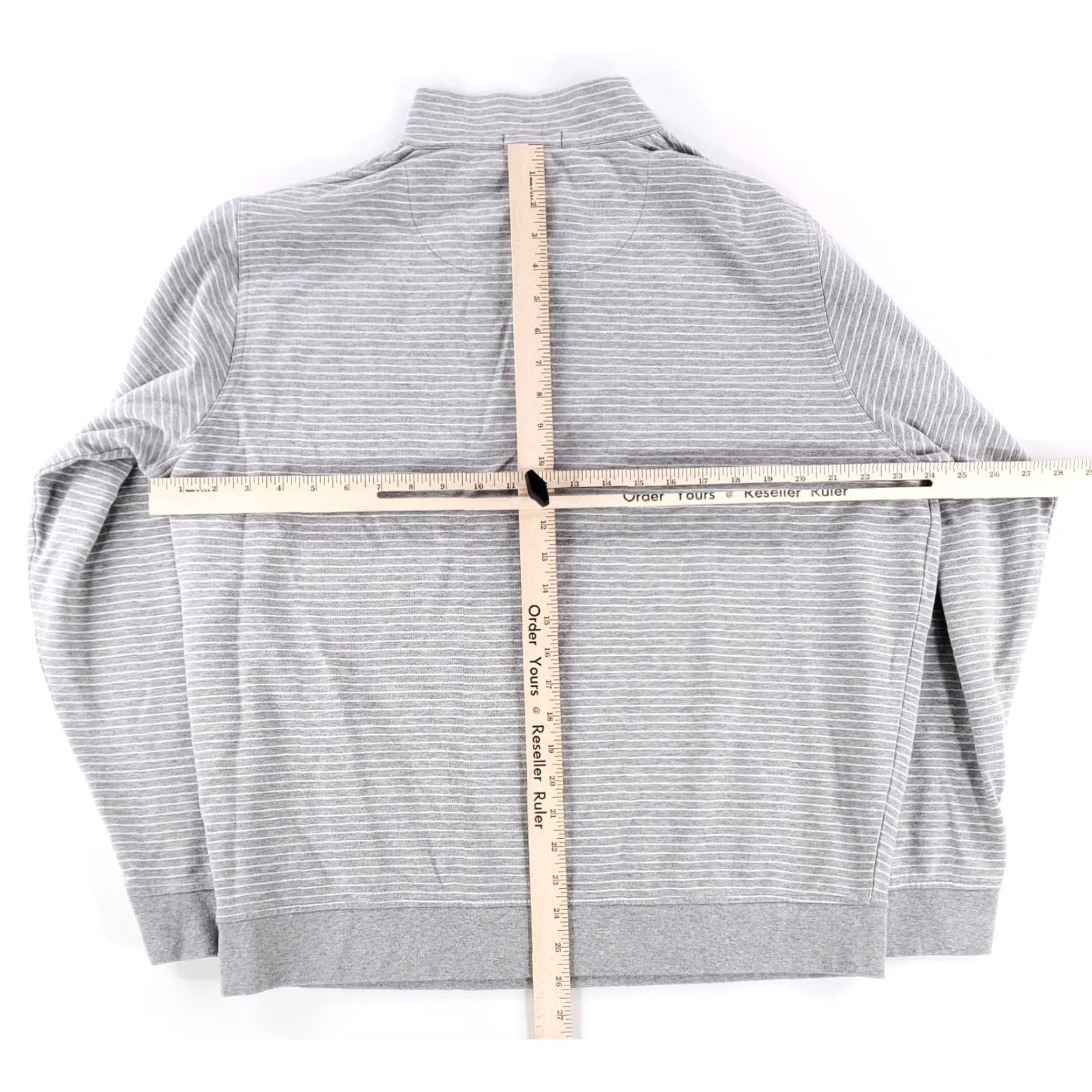 Peter Millar Peter Millar Crown Comfort 1/4 Zip Grey White Striped Long Sleeve Mens XL Size US XL / EU 56 / 4 - 5 Thumbnail