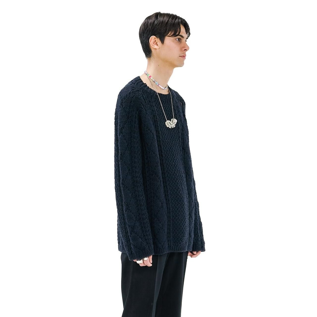 Maison Margiela Margiela Distressed Cable Knit Sweater - Navy Wool Size US XL / EU 56 / 4 - 16 Thumbnail