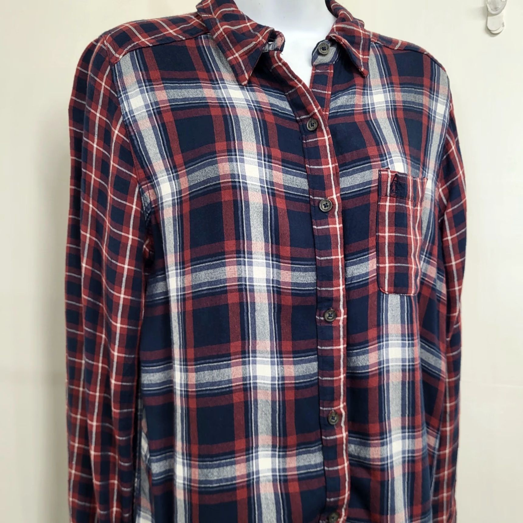 Abercrombie & Fitch Abercrombie & Fitch Button-Up Flannel Women’s L Blue/Red A&F Collection Shirt Casual Size L / US 10 / IT 46 - 5 Thumbnail