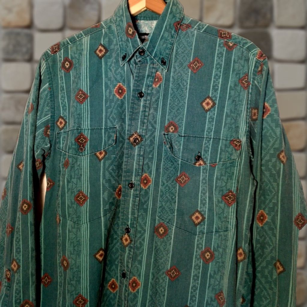 Altea VINTAGE Frontier Series Western Shirt S Teal Geometric Button-Up Casual Cowboy Ranchwear Mens Size US S / EU 44-46 / 1 - 1 Thumbnail