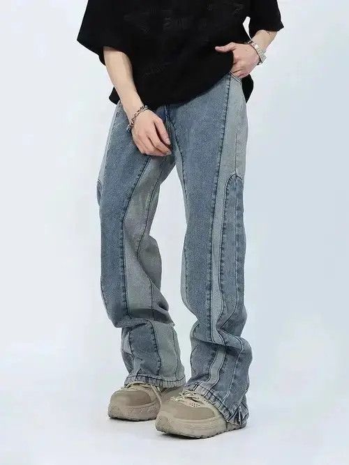 Japanese Brand × Jean Y2K Washed Blue Baggy Stacked Ankle Zipper Jeans Size US 31 - 4 Thumbnail