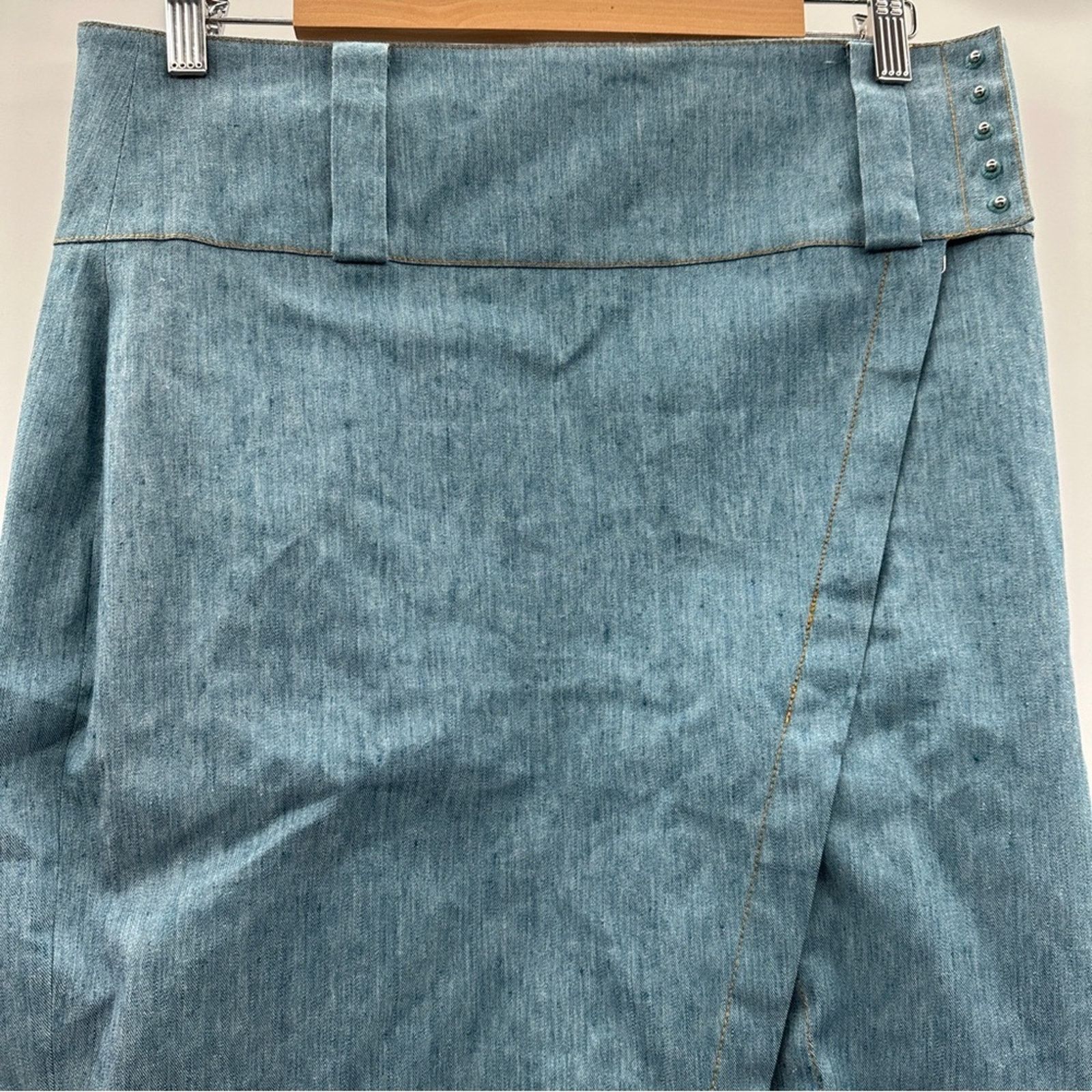 Derek Lam 10 Crosby Derek Lam 10 Crosby Denim Ruffle Slit Long Pencil Skirt Size 32" / US 10 / IT 46 - 2 Thumbnail