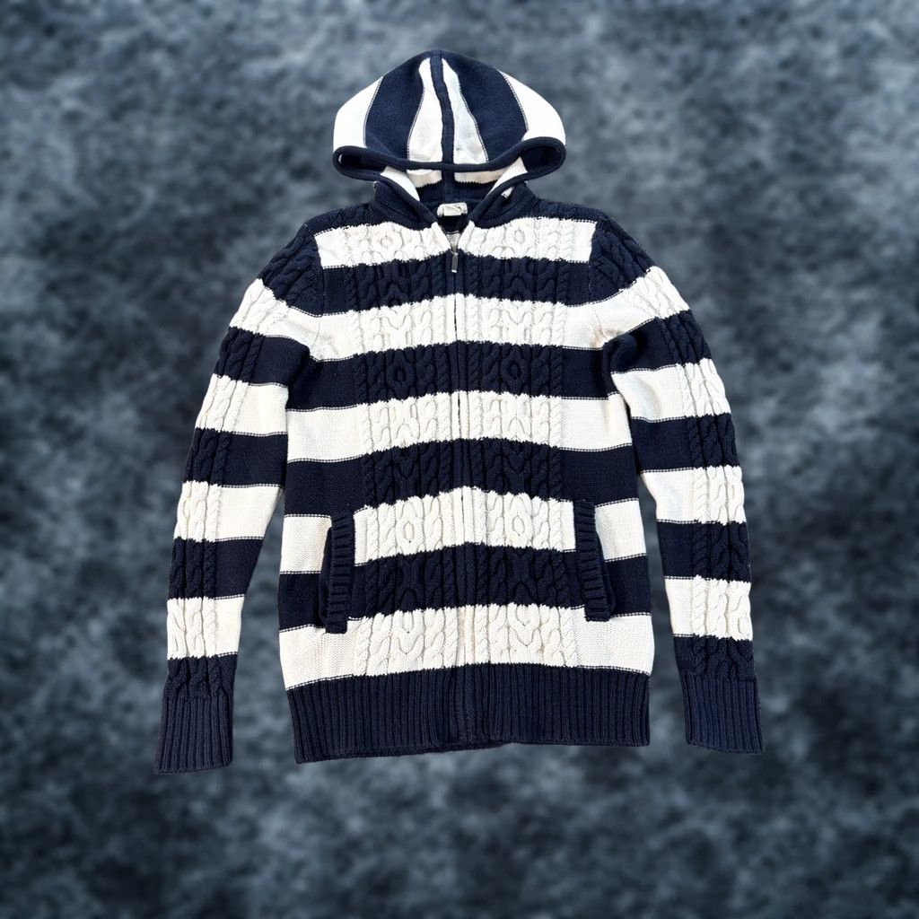 Vintage VINTAGE LL Bean Cardigan Sweater Womens XS Hooded Striped Chunky-Knit Blue Crew Neck Long Sleeve Cotton Regular Size Womens XS Size XS / US 0-2 / IT 36-38 - 1 Thumbnail