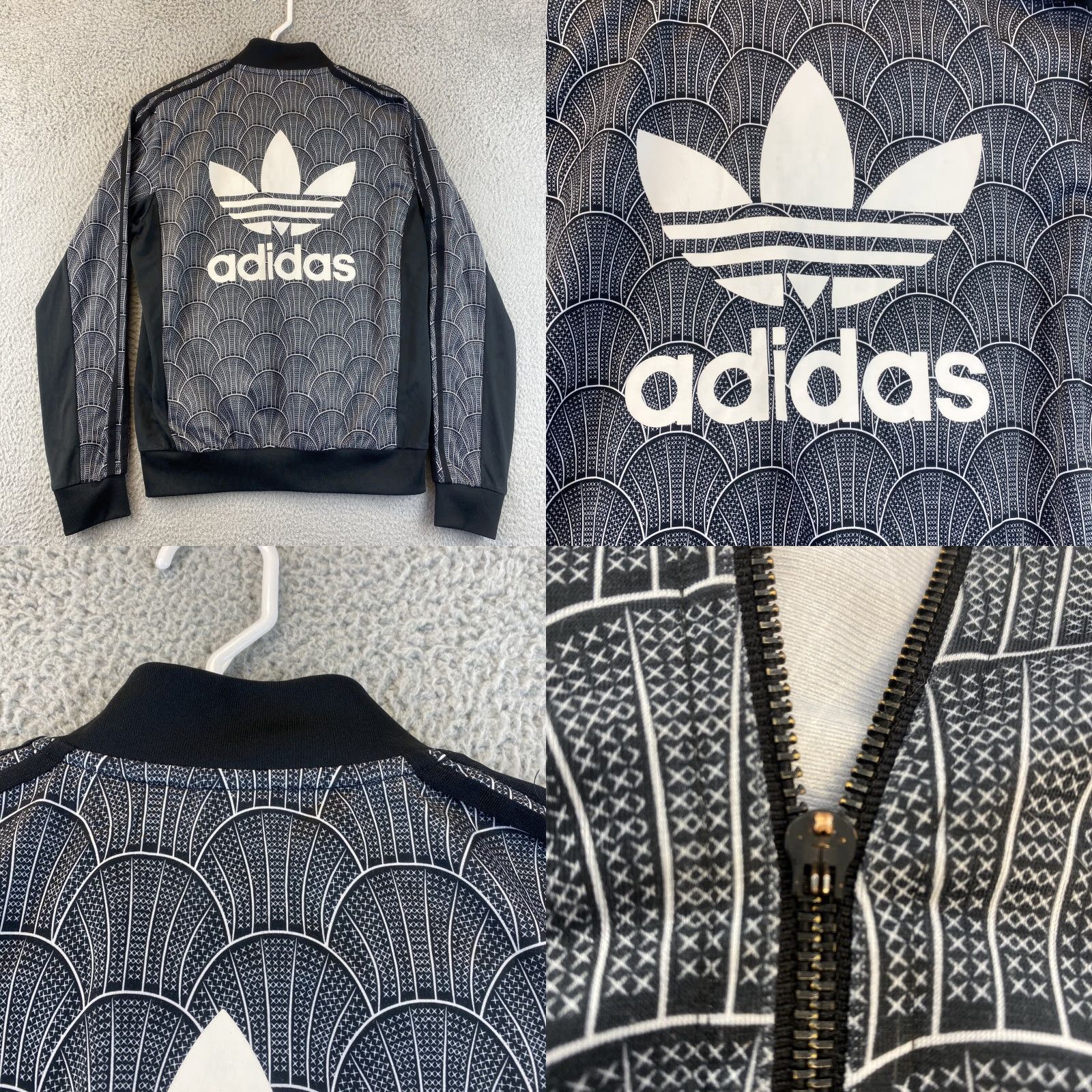Adidas adidas Track Jacket Mens S Full Zip 3 Striped Gray Athletic Geometric 87-57 Size US S / EU 44-46 / 1 - 8 Thumbnail