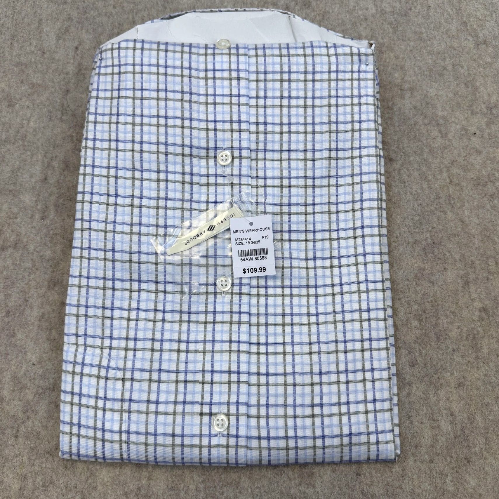 Joseph Abboud Joseph Abboud Dress Shirt Mens 18 34/35 Blue Check Classic Fit Non Iron Cotton shirt Size 48R - 6 Thumbnail
