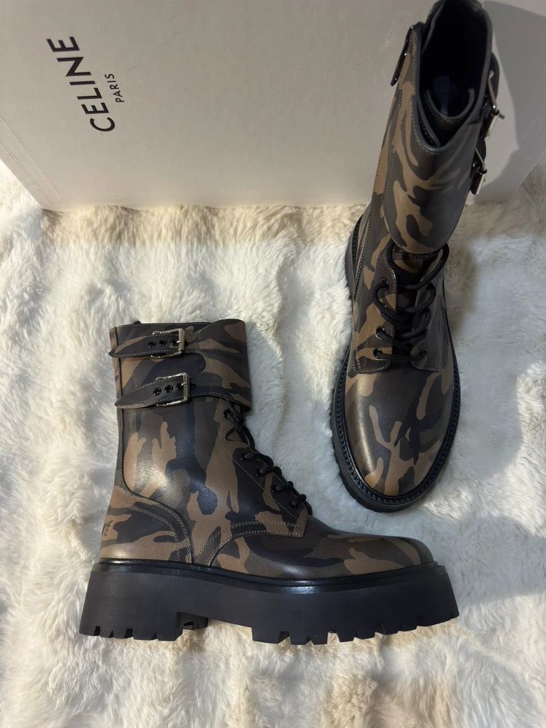 Celine CELINE Camouflage double buckle military boots combat boot Size US 9 / EU 42 - 1 Thumbnail