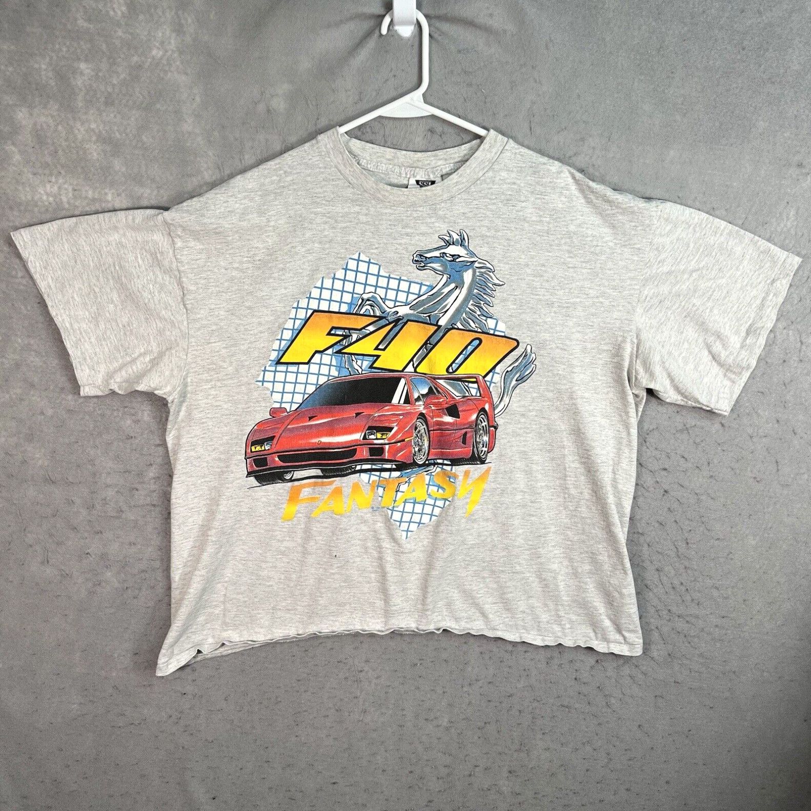 image of Vintage 90's Ssi Ferrari F40 Racing Classic Car Exotic T Shirt Adult XL Gray Mens in White