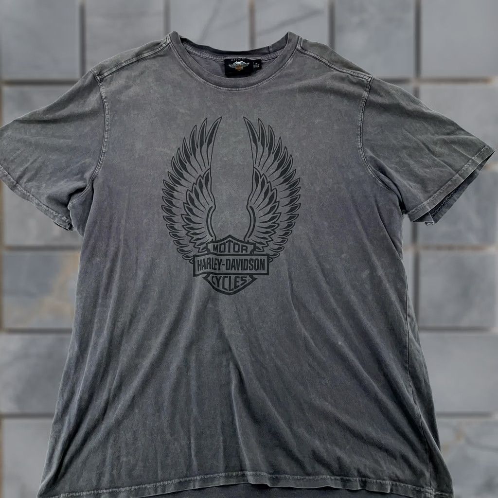 Harley Davidson Harley-Davidson T-Shirt Harley-Davidson Winged Eagle Gray XL Biker Crew Neck Short Sleeve Graphic Print Mens Shirt 90s Outdoor Vintage No Size US XL / EU 56 / 4 - 1 Thumbnail