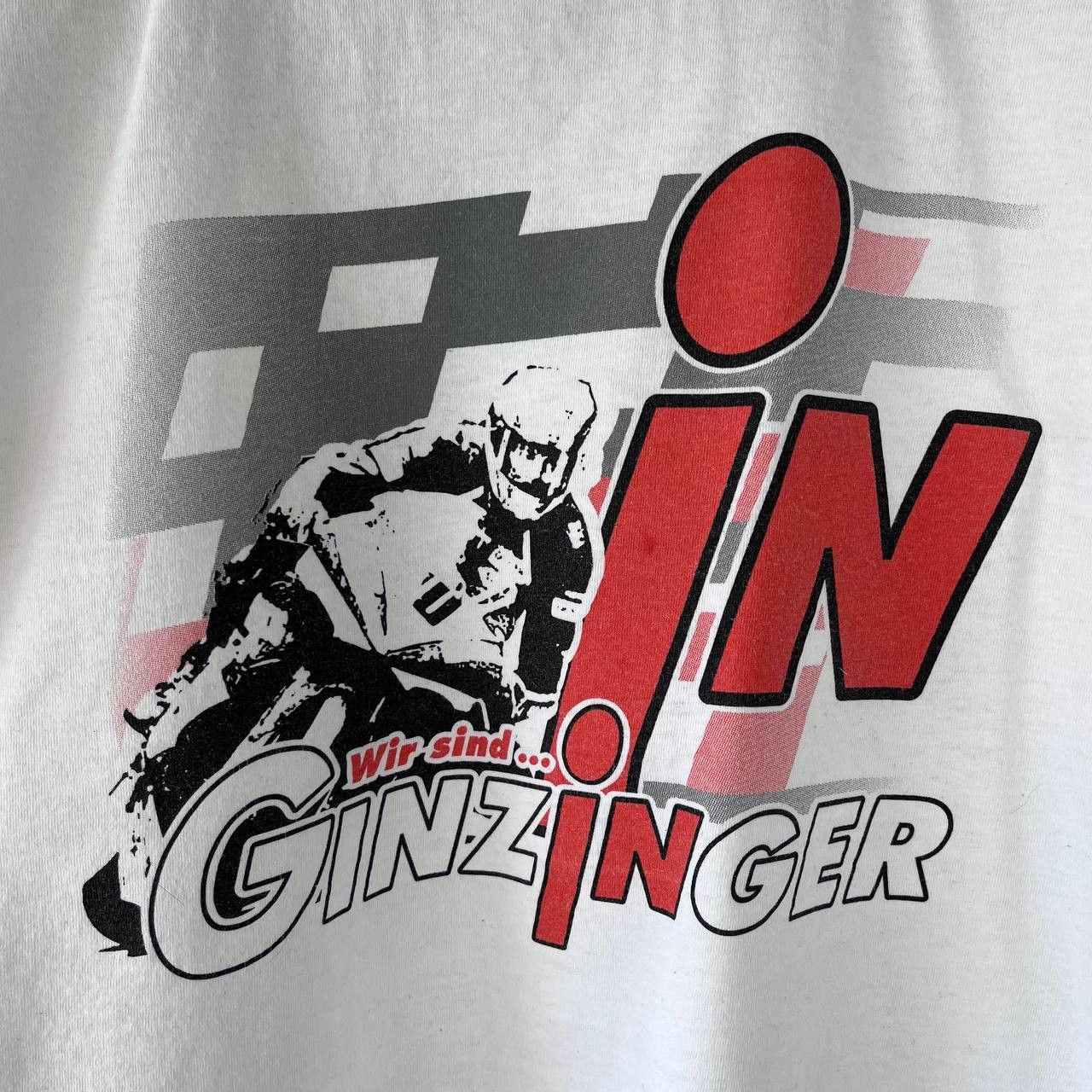 Vintage Vintage Motorcycle Racing Biker Ginzinger White Tshirt Size US L / EU 52-54 / 3 - 5 Thumbnail
