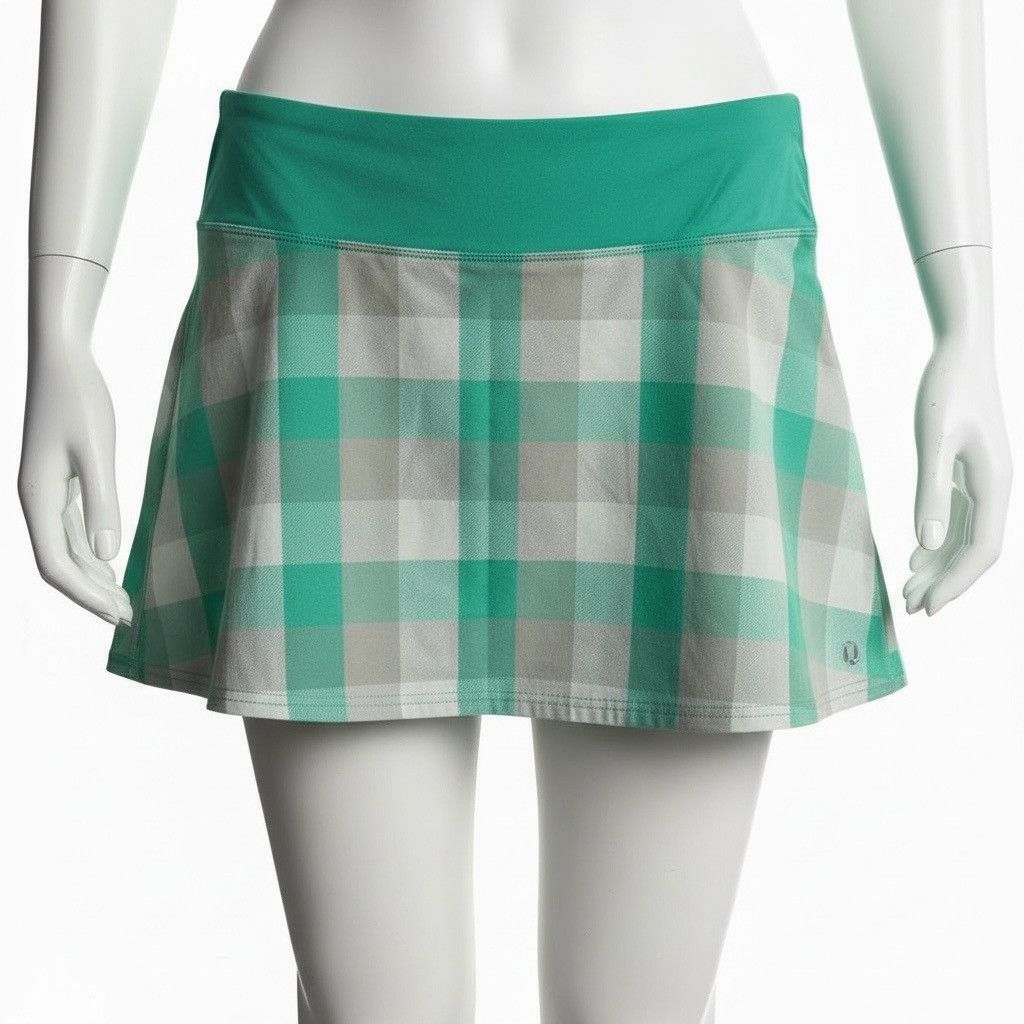 Lululemon LULULEMON RUN SPEED SKIRT SKORT in Plaid Green Sz. 6 Size 28" / US 6 / IT 42 - 2 Thumbnail