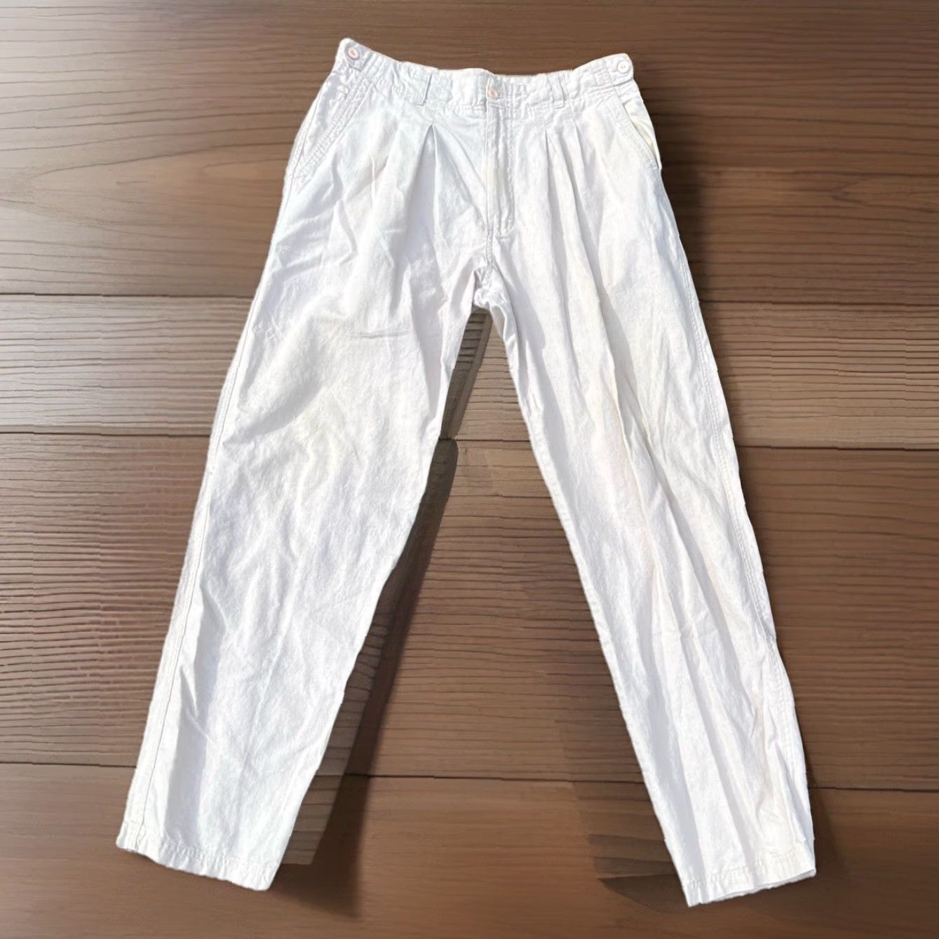 Bugle Boy VINTAGE Bugle Boy Pants Tan 32x31.5 1980s 1990s Peg/Tapered New Wave Cotton Size US 32 / EU 48 - 2 Thumbnail
