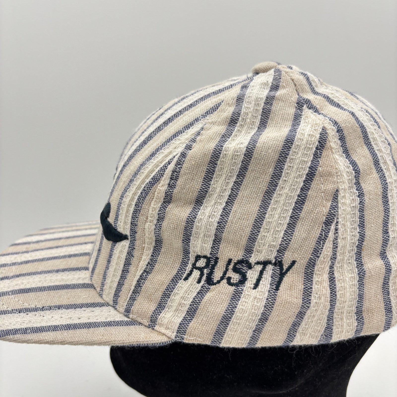Rusty × Vintage VTG Rusty Embroidered Striped Strapback Hat Surf Skater Size ONE SIZE - 6 Thumbnail