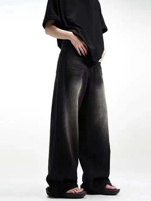 Japanese Brand Retro high street washed distressed wide leg jeans Size US 32 / EU 48 - 2 Thumbnail
