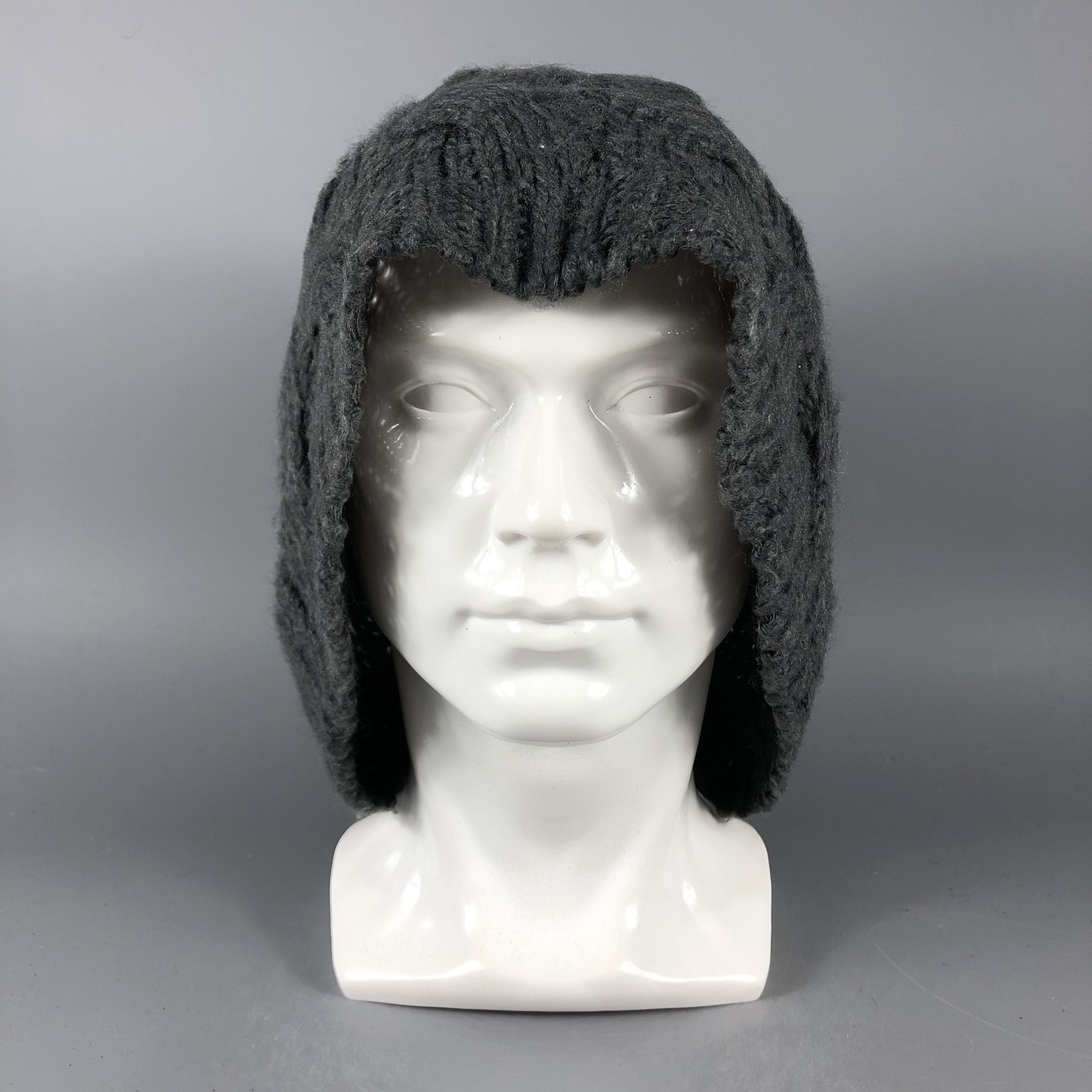 Vintage Gray Knit Crochet Beanie Snow Hat Snow Cap -D845 Size ONE SIZE - 7 Thumbnail