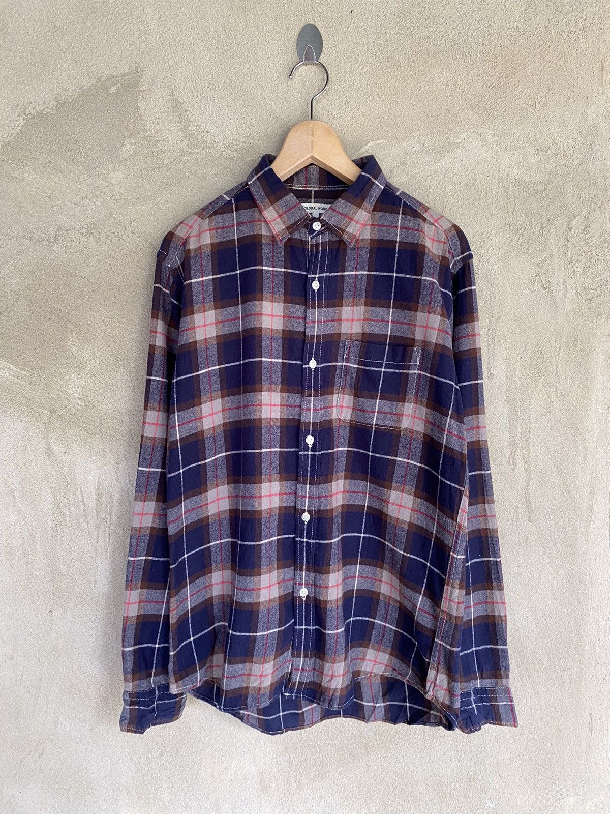 Global Work Japanese Brand Global Work Plaid Tartan Flannel Shirt Size US M / EU 48-50 / 2 - 2 Thumbnail