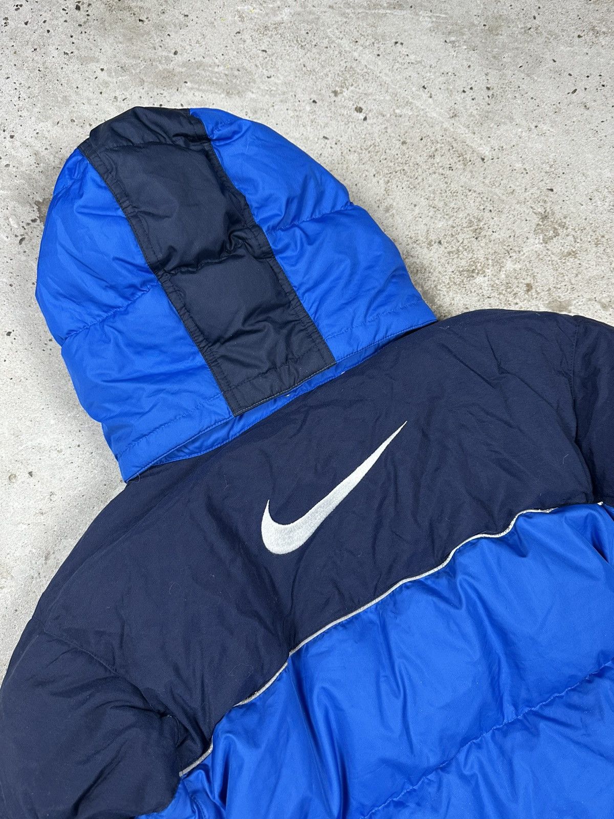 Nike × Vintage Vintage Y2K Nike Blue Down Puffer Hooded Jacket Swoosh Big Size US S / EU 44-46 / 1 - 15 Thumbnail