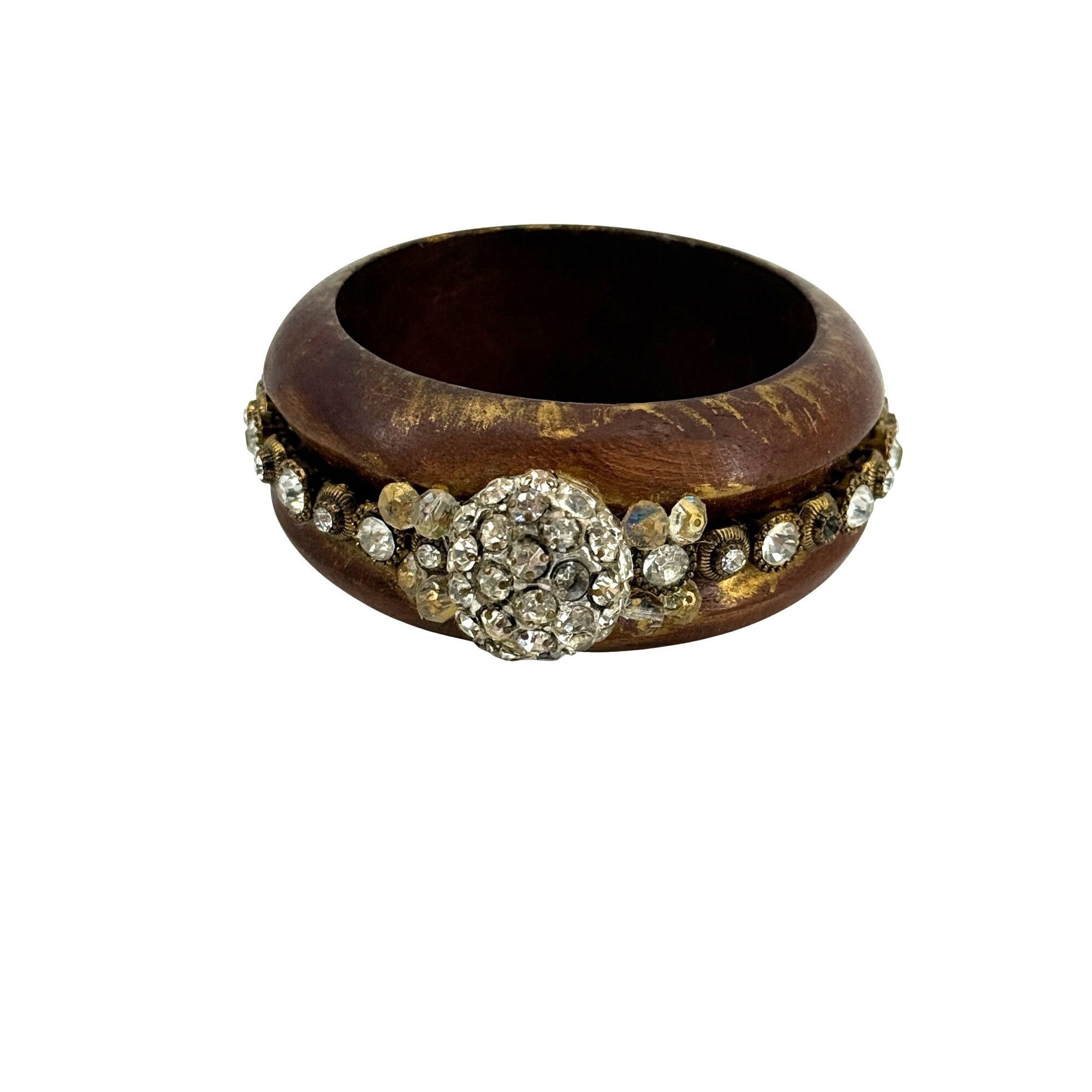Other Deco Revival Refashioned Wooden Crystal Bangle Size ONE SIZE - 1 Thumbnail