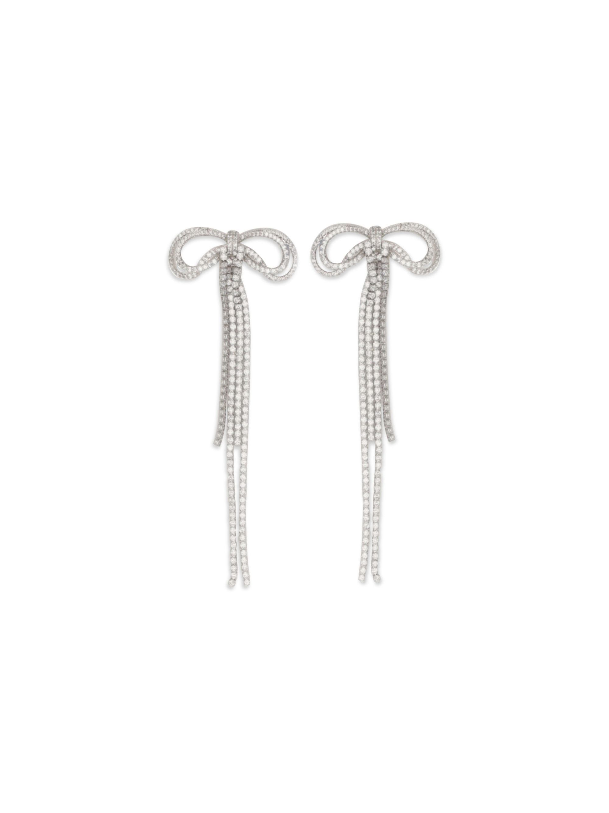 Double Crystal Bow Earrings, Women's