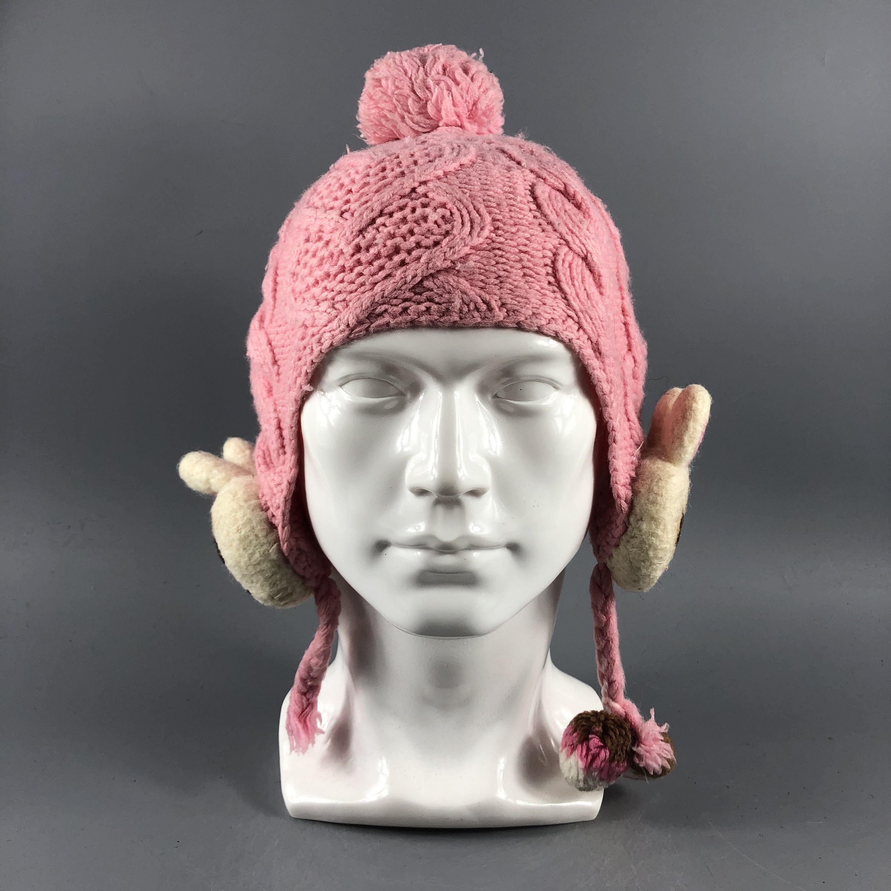 image of Vintage Womens Miki House Ear Flap Hat Beanie Snow Cap Hat-D117 in Pink