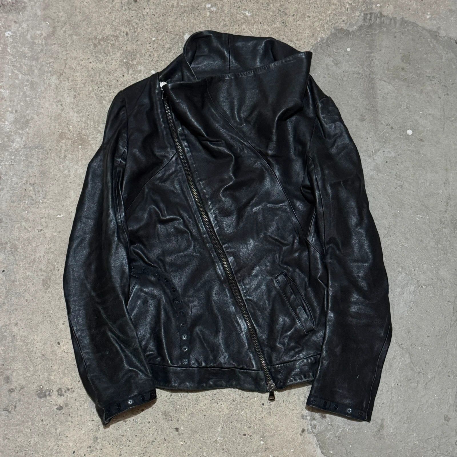 Masnada Masnada asymmetrical zip leather jacket Size S / US 4 / IT 40 - 1 Thumbnail