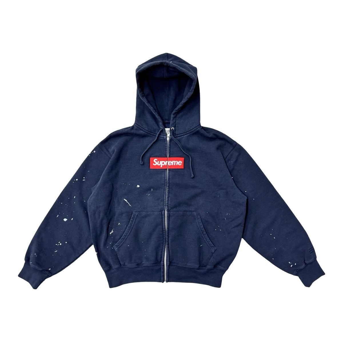 Supreme Maison Margiela MM6 Zipped Box Logo Hoodie Navy