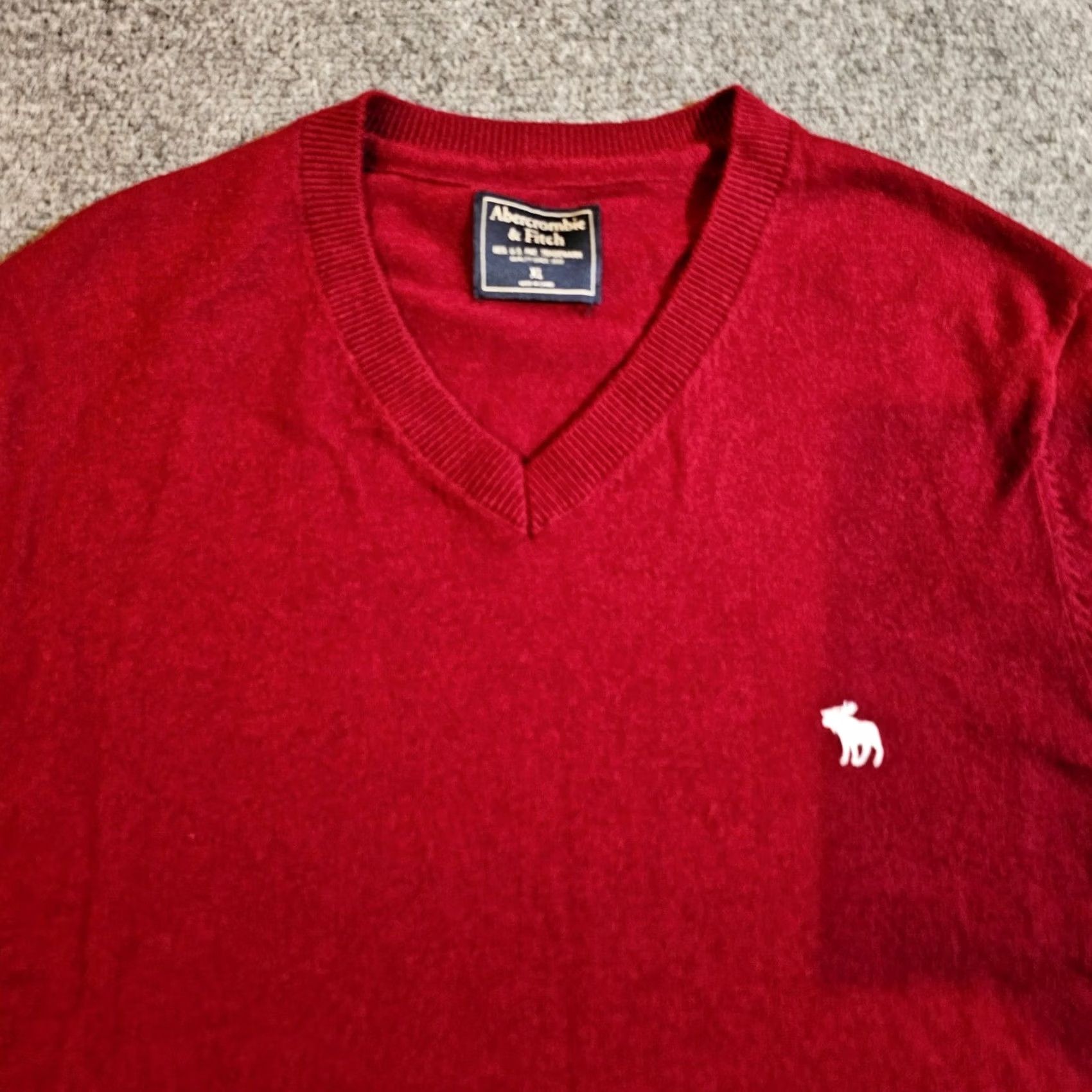 Abercrombie & Fitch Abercrombie & Fitch Sweater Mens XL Red Merino Wool V Neck Long Sleeve Casual Size US XL / EU 56 / 4 - 2 Thumbnail
