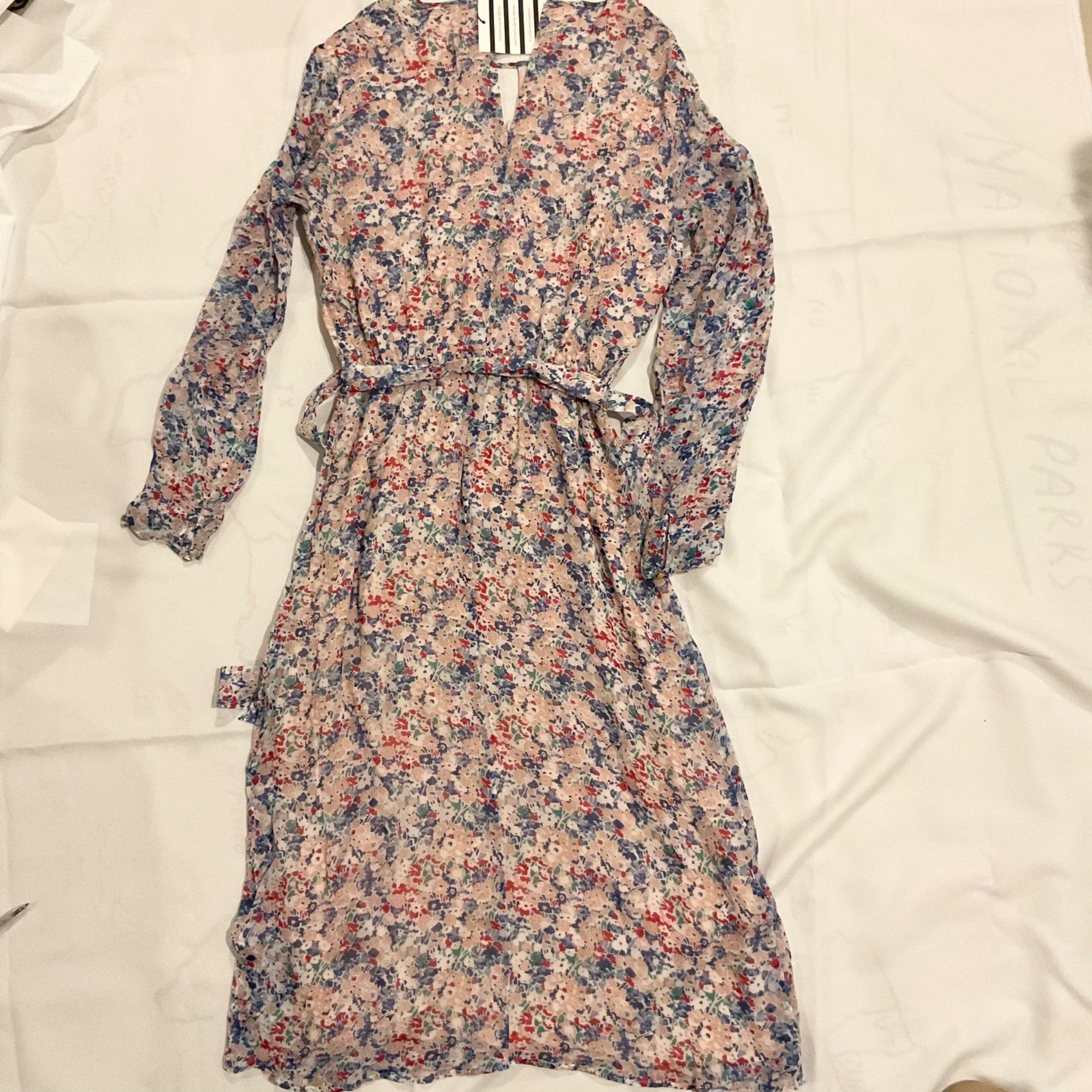Sezane NWT SÉZANE Victoire MIDI Dress Multicolored Flowers purple p Size M / US 6-8 / IT 42-44 - 6 Thumbnail
