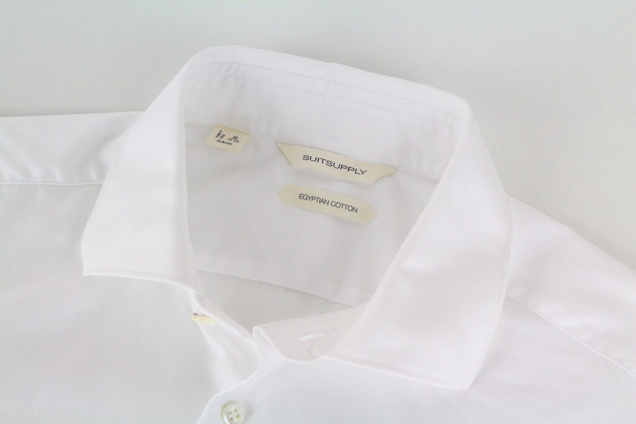 Suitsupply 39/15 1/2 Slim White Cotton Twill Long 72837 Size 38R - 3 Thumbnail