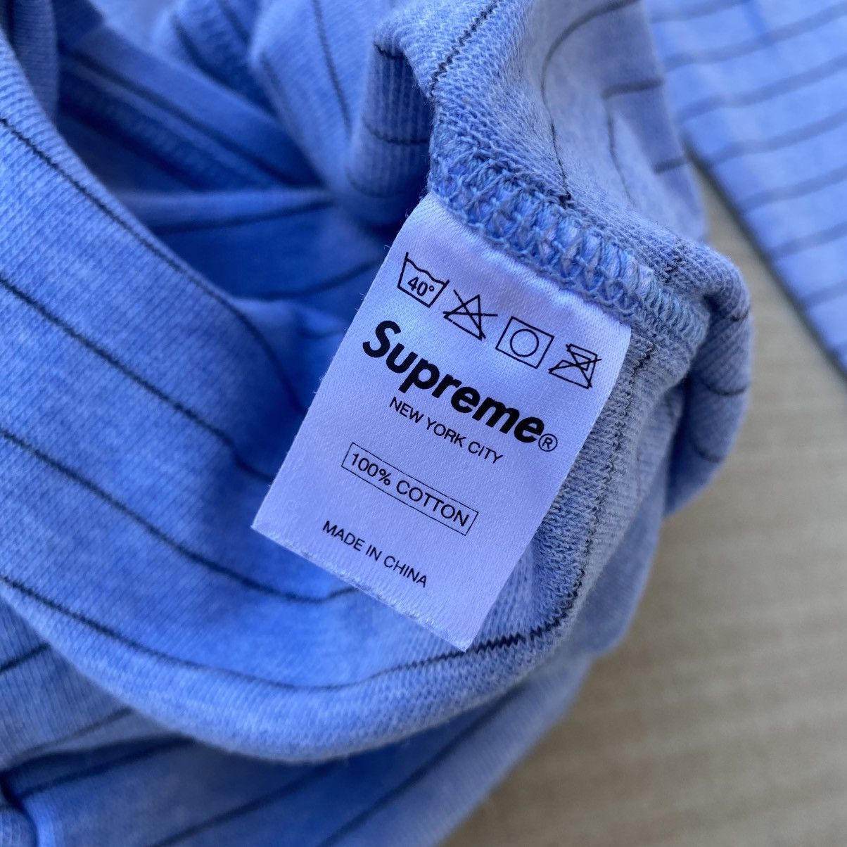 Supreme Supreme Striped Henley Top Shirt Baby Blue 2010 Grunge Punk Size US L / EU 52-54 / 3 - 7 Thumbnail