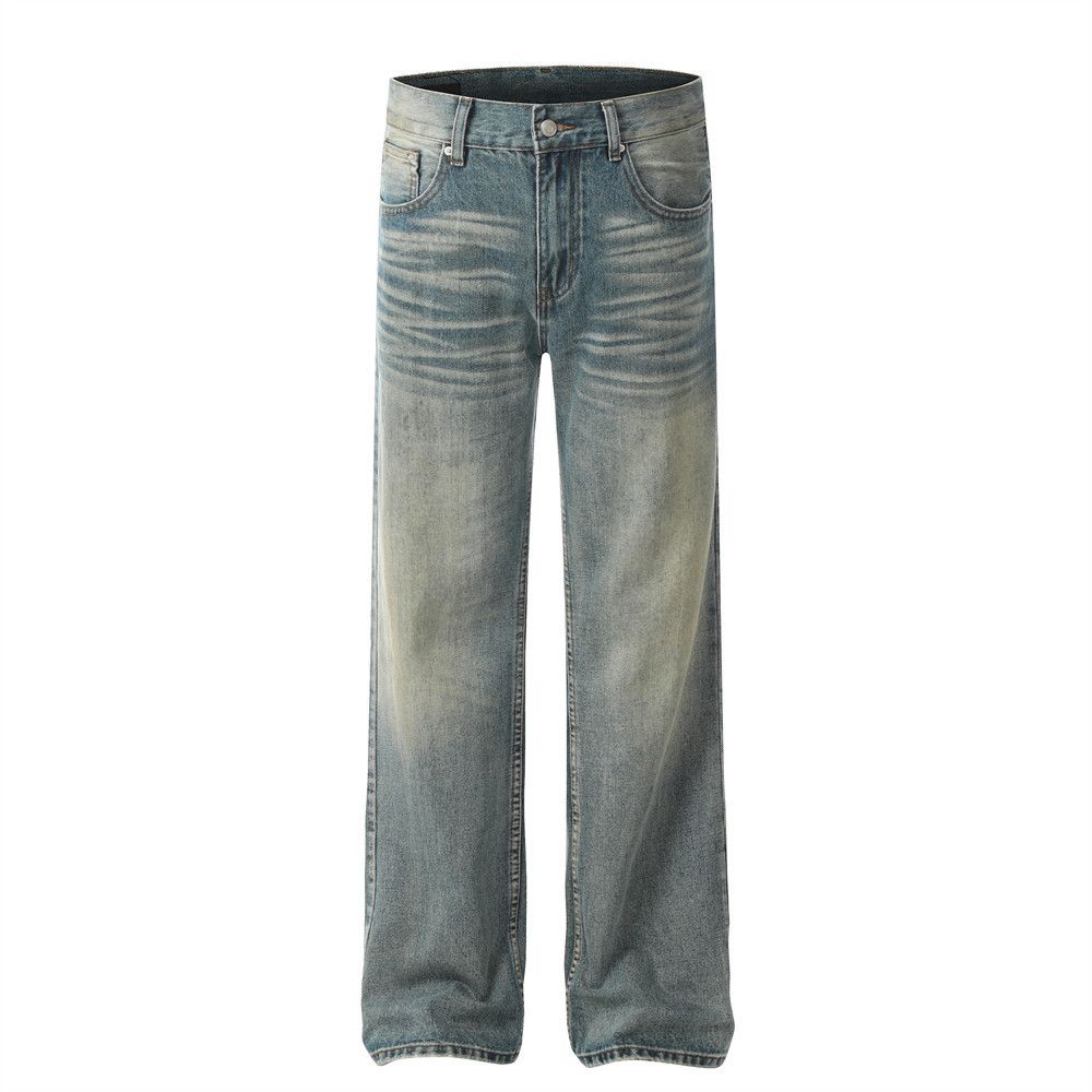 Jean American men's simple distressed straight washed jeans Size US 32 / EU 48 - 1 Thumbnail