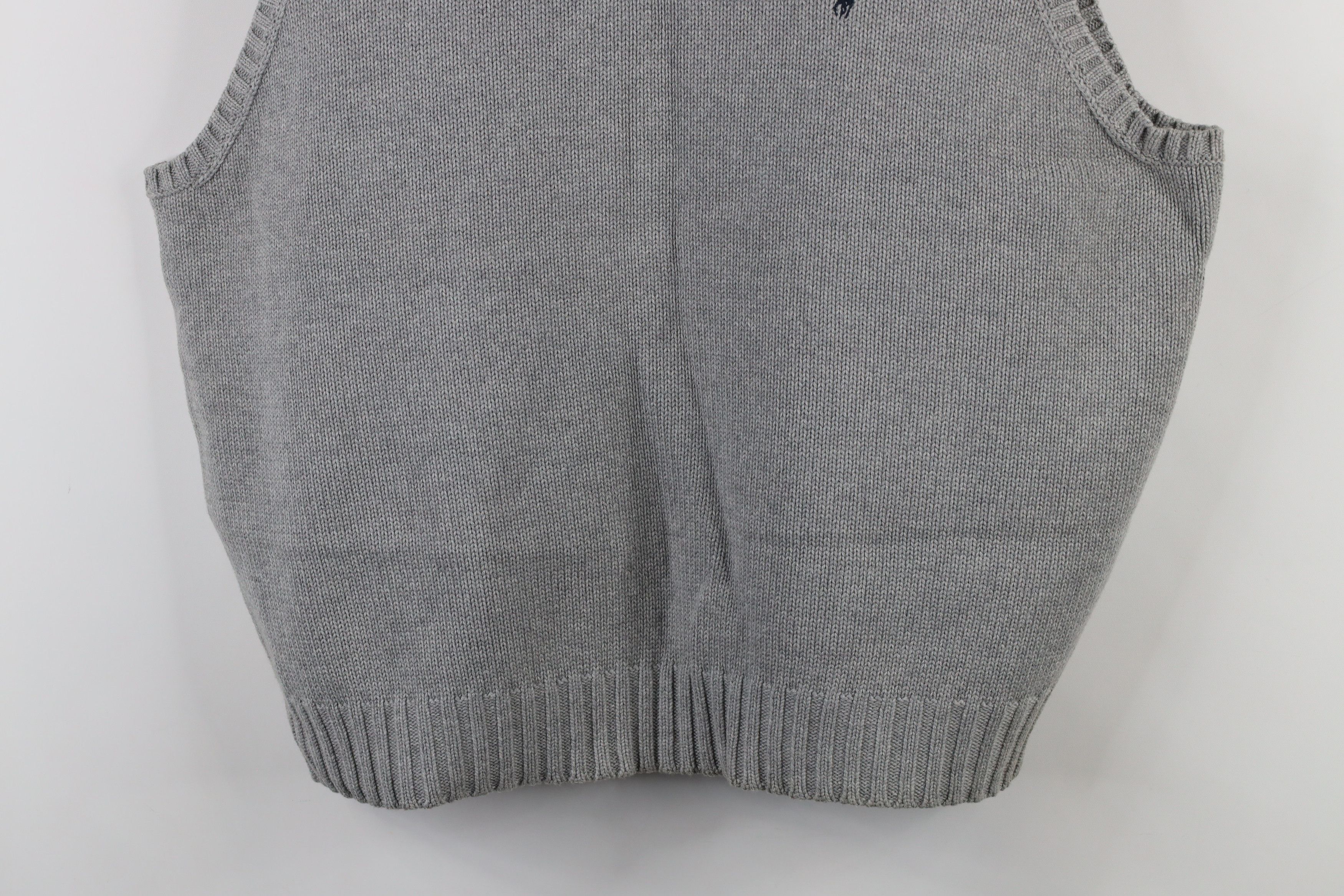 Ralph Lauren × Vintage Vintage 90s Ralph Lauren Cotton V-Neck Sweater Vest Gray Size US XXL / EU 58 / 5 - 3 Thumbnail