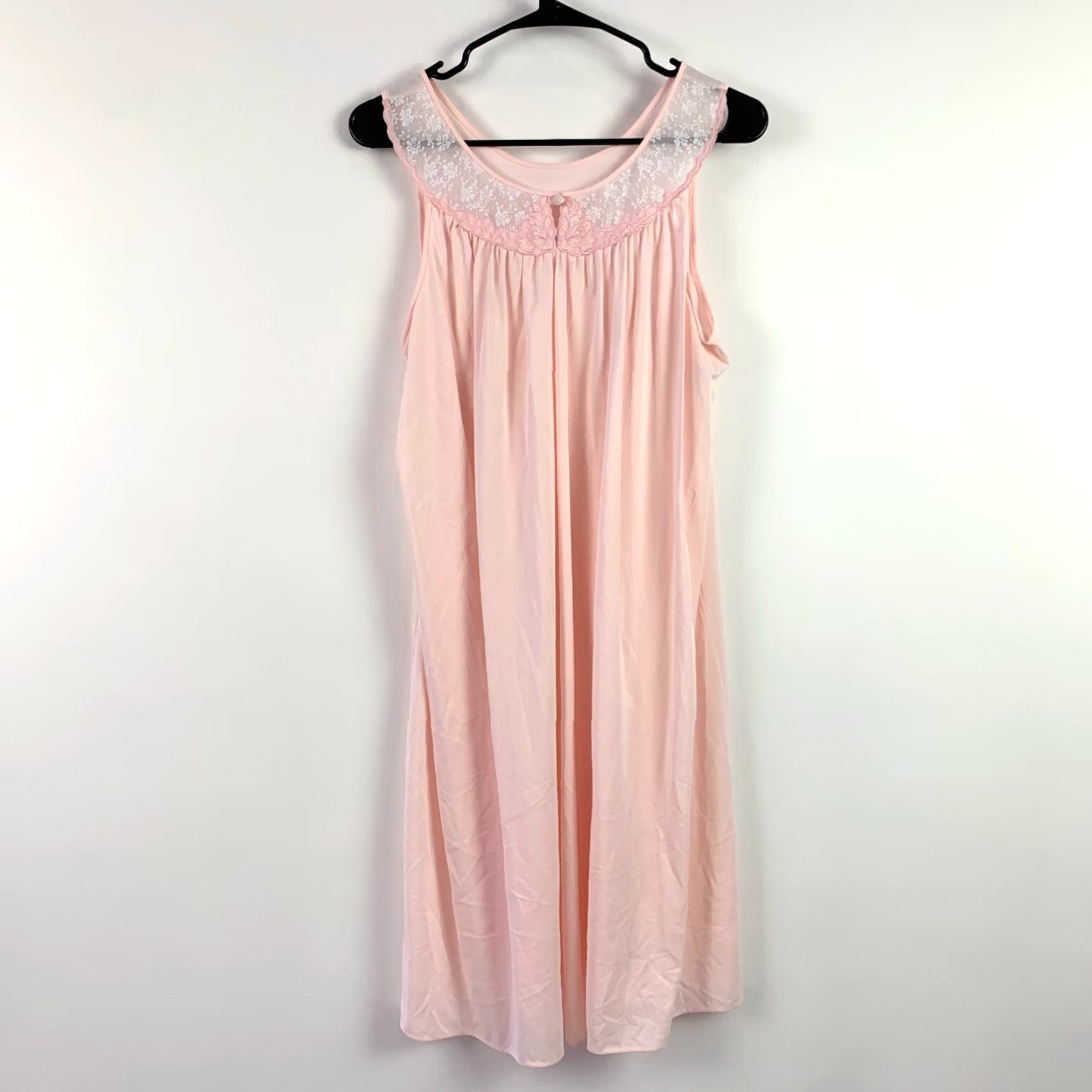 Vintage VINTAGE Lorraine Pink Nylon Nightie Nightgown Robe Set Medium 1990s Women's Pink Nylon Nightie Robe Lorraine Vintage Size ONE SIZE - 5 Thumbnail