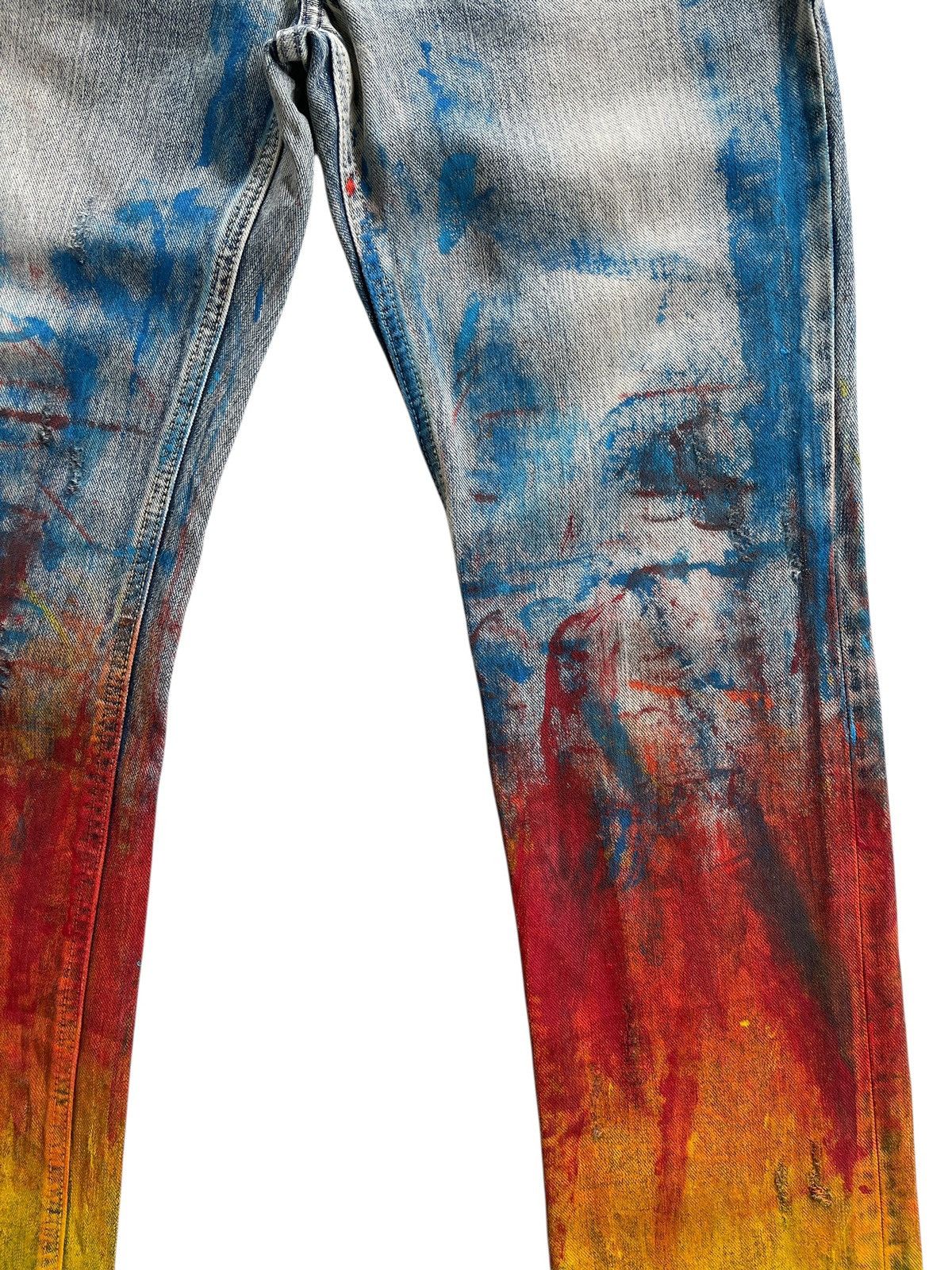 Japanese Brand Yevs Japan Flame Paint Denim Streetwear Size 30" / US 8 / IT 44 - 11 Thumbnail
