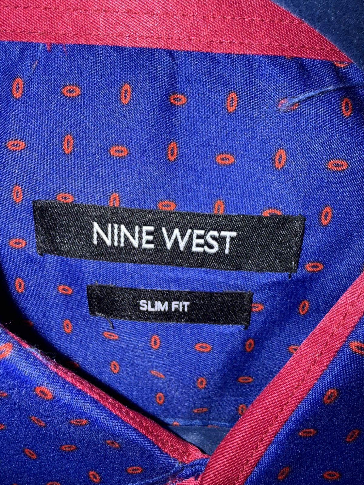 Nine West Nine West Blue Micro Dot Button-Up Shirt – Slim Fit L Size US L / EU 52-54 / 3 - 6 Thumbnail