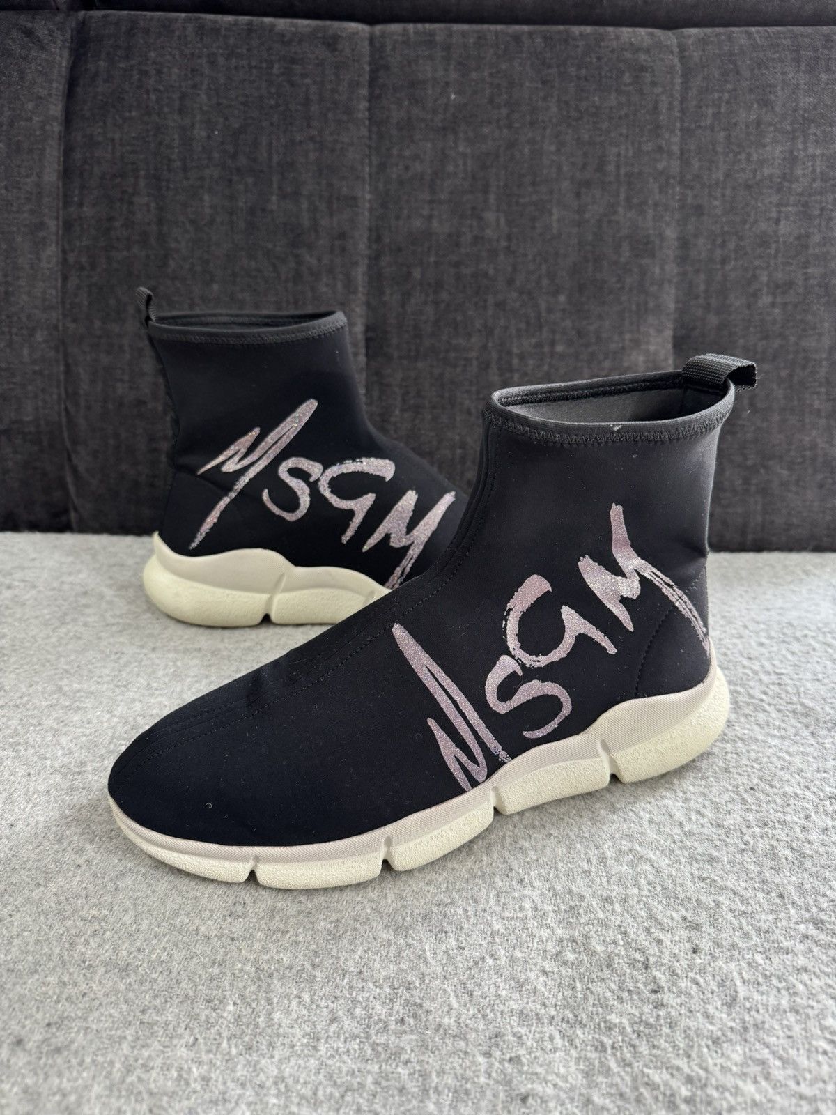 MSGM MSGM z waves socks high top sneakers size 40 black Size US 10 / IT 40 - 1 Thumbnail