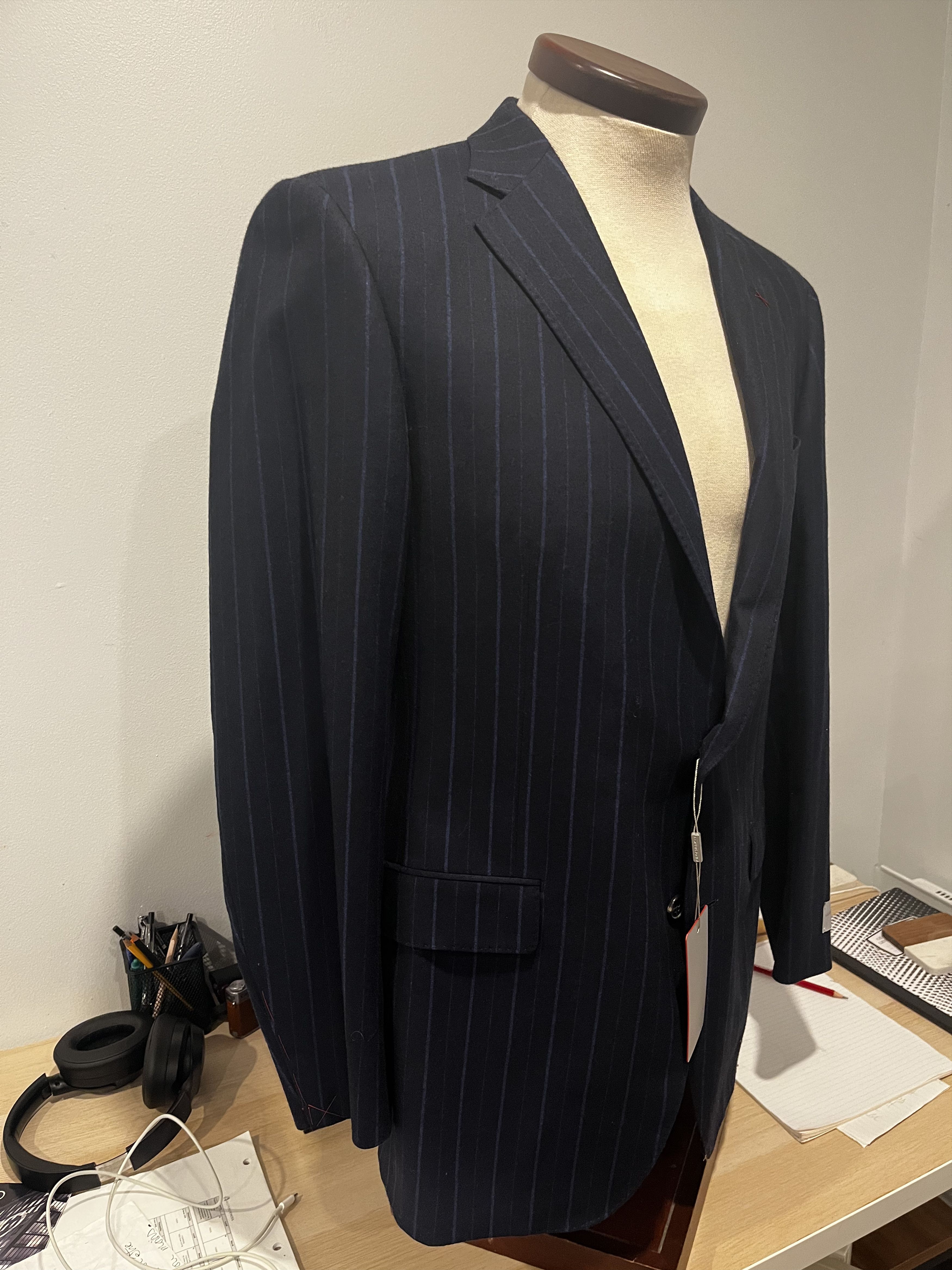 Samuelsohn Brand new Samuelsohn 2 piece luxury suit striped wool blue Size 42L - 4 Thumbnail