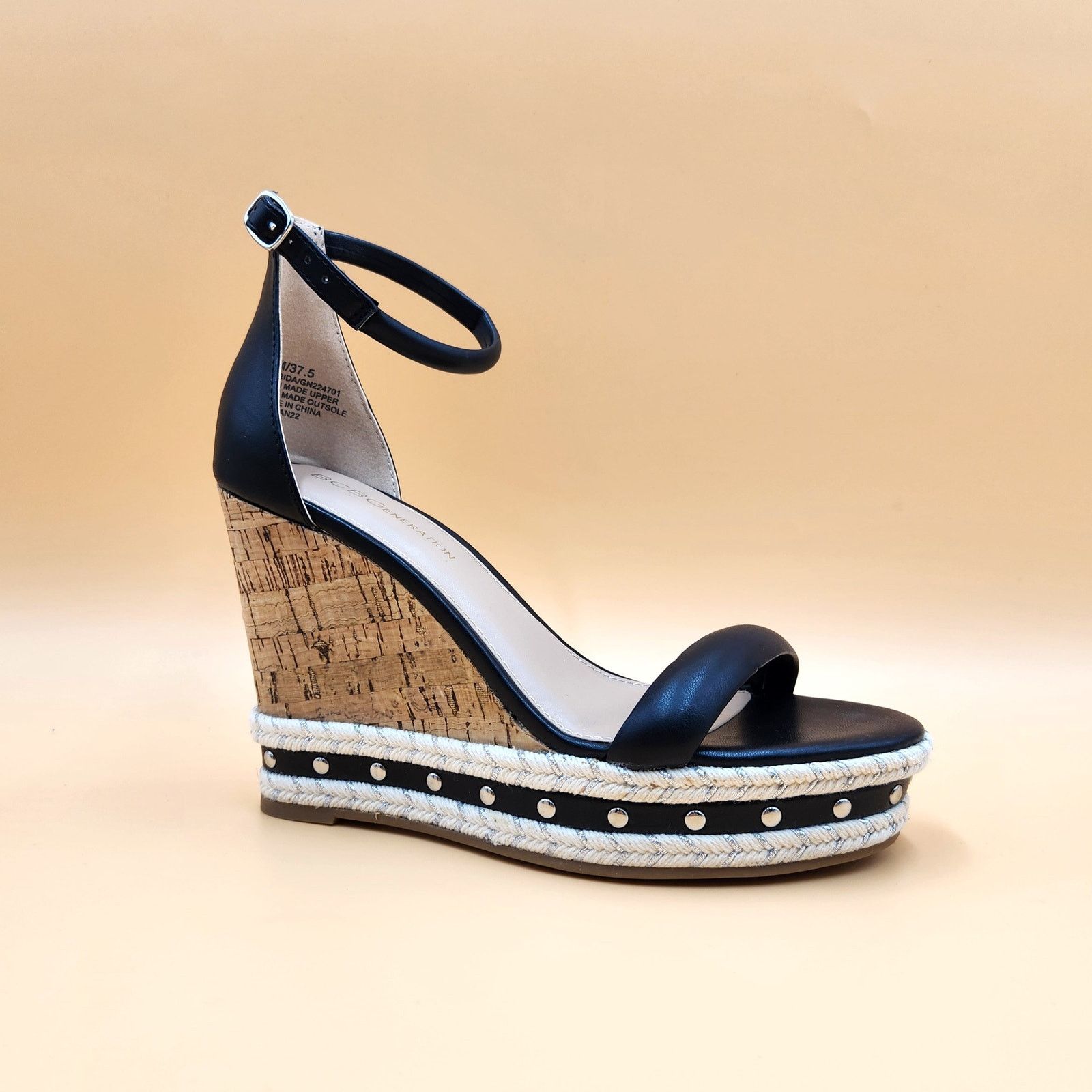 BCBGeneration Women Black Wedge Platform Sandals Size US