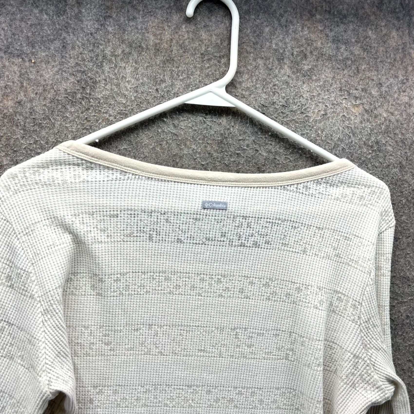 Vintage Columbia Thermal Top Womens Large Ivory Waffle Knit Long Sleeve Shirt Size L / US 10 / IT 46 - 3 Thumbnail