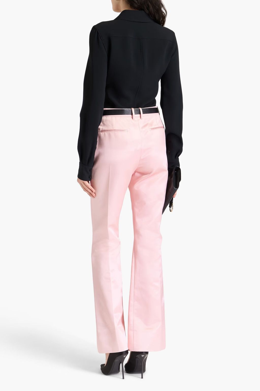 Tom Ford o1w1db10525 PAW567 Satin Flared Pant in Baby Pink Size 28" / US 6 / IT 42 - 3 Thumbnail