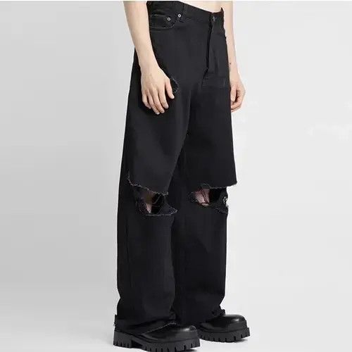 Other Y2K Washed Distressed Hole Baggy Jeans Size US 30 / EU 46 - 2 Thumbnail