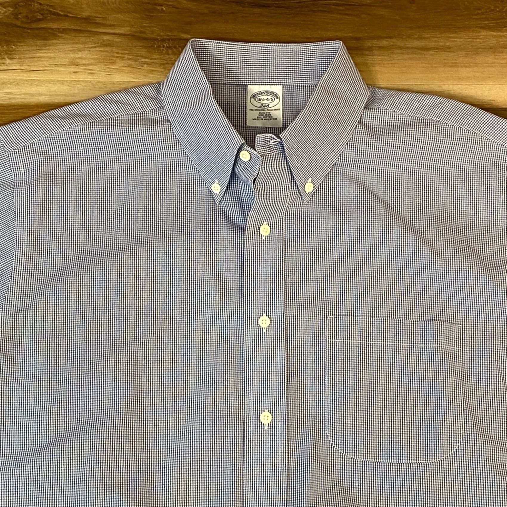 Brooks Brothers Brooks Brothers Shirt Slim 16.5 Blue Plaid Button-Down Mens Dress Shirt Size US XL / EU 56 / 4 - 2 Thumbnail