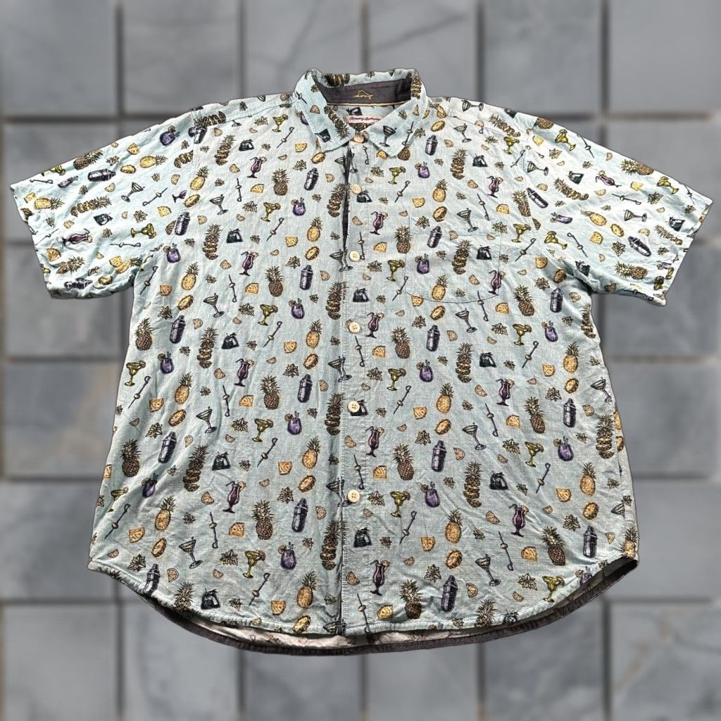 Tommy Bahama Tommy Bahama Shirt Mens XL Aqua Cocktail Pineapple Short Sleeve Button-Up Hawaiian & Aloha Shirt Camp Collar Size US XL / EU 56 / 4 - 1 Thumbnail
