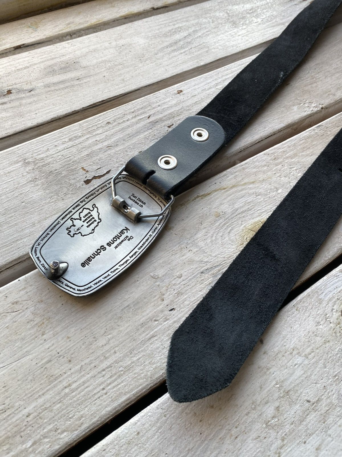 Vintage Vintage 90’s Switzerland Buckle Graubünden Leather YK2 Belt Size ONE SIZE - 6 Thumbnail