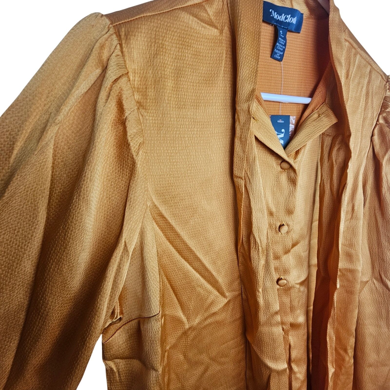 Modernica ModCloth Womens Button Front Blouse Size S Mustard Shiny Size S / US 4 / IT 40 - 5 Thumbnail