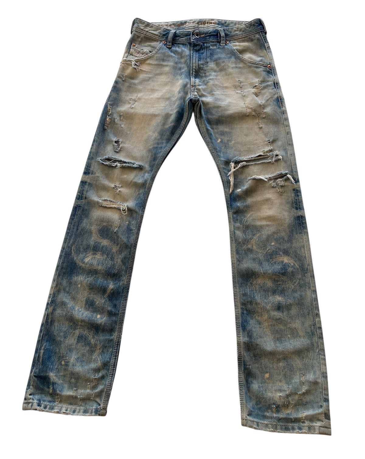Diesel Diesel Krooley Regular Slim Carrot Distressed Denim Size US 29 - 5 Thumbnail