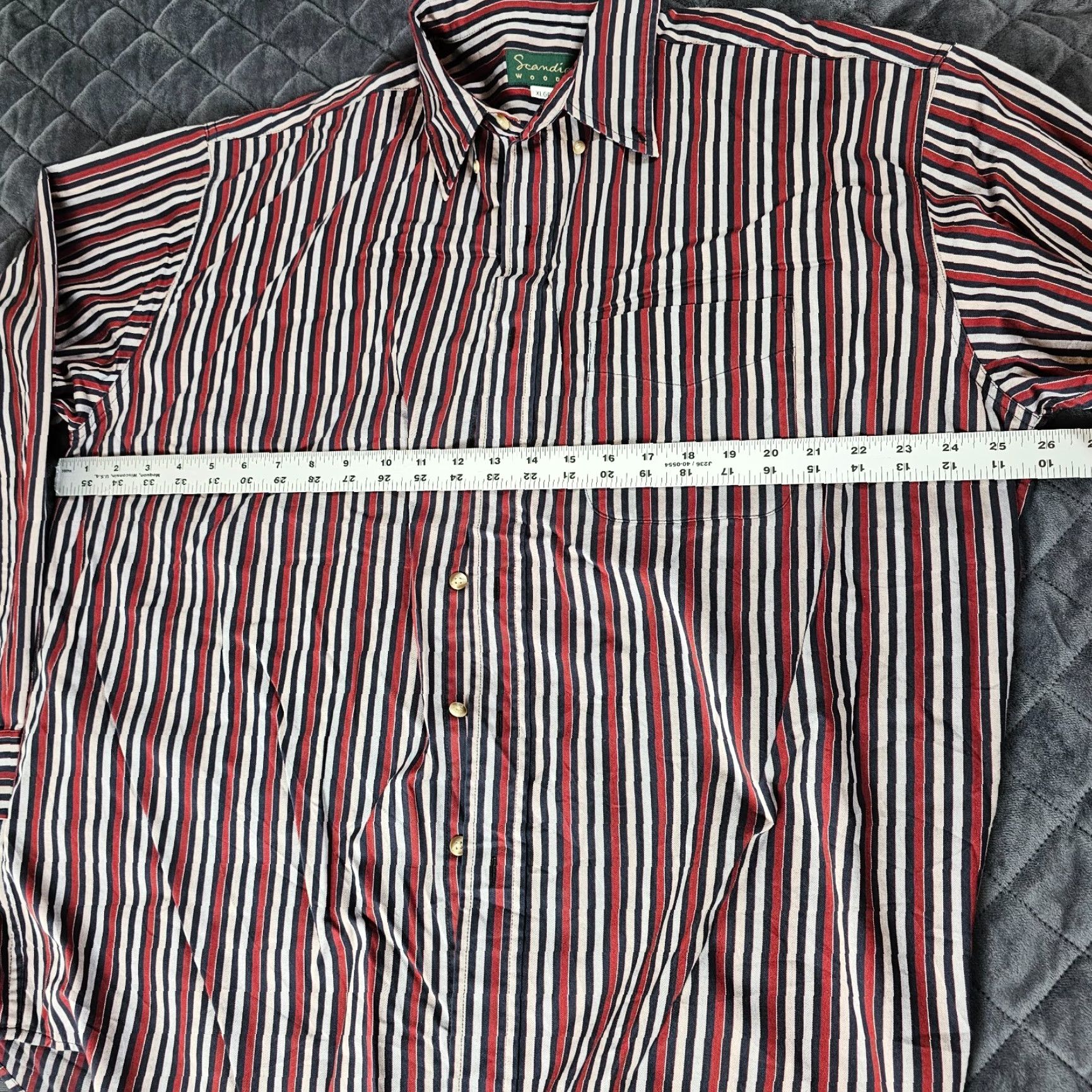 Vintage Scandia Woods Shirt Button-Up Mens XL Long Sleeve 100% Cotton Red Stripe Pockets Vintage? No — but include Striped pattern. Size US XL / EU 56 / 4 - 5 Thumbnail