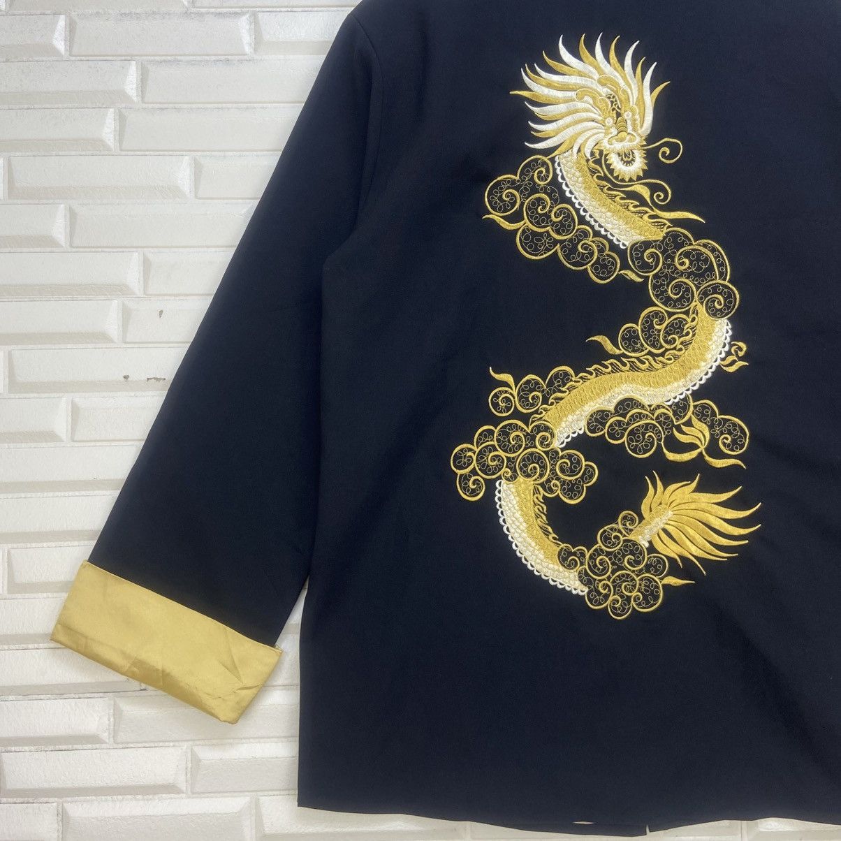 Japanese Brand 100% Silk Japanese Traditional Wear Gold Dragon Embroidered Size US M / EU 48-50 / 2 - 12 Thumbnail