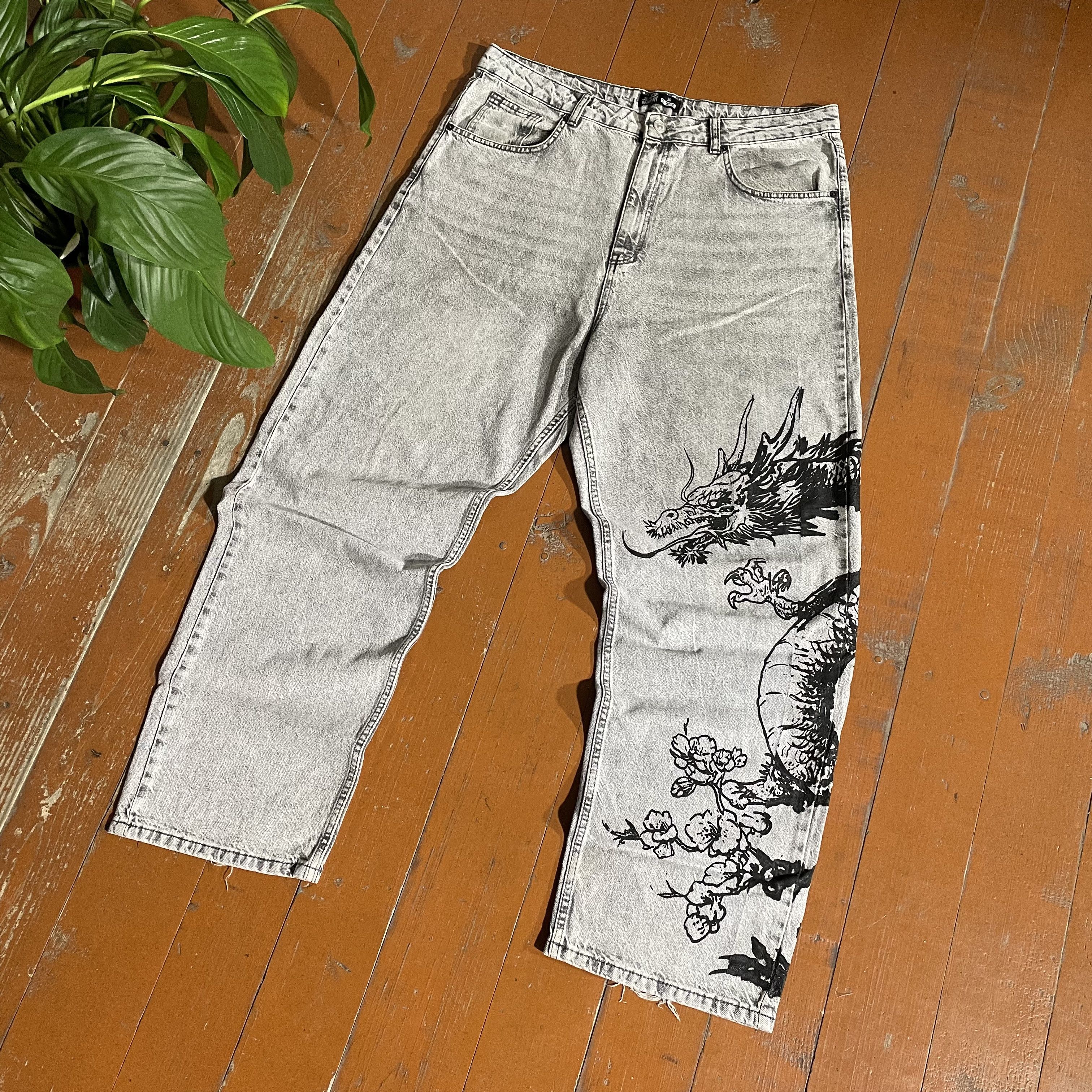 Other Custom pants baggy fit art Dragon distressed alt rare Size US 36 / EU 52 - 2 Thumbnail