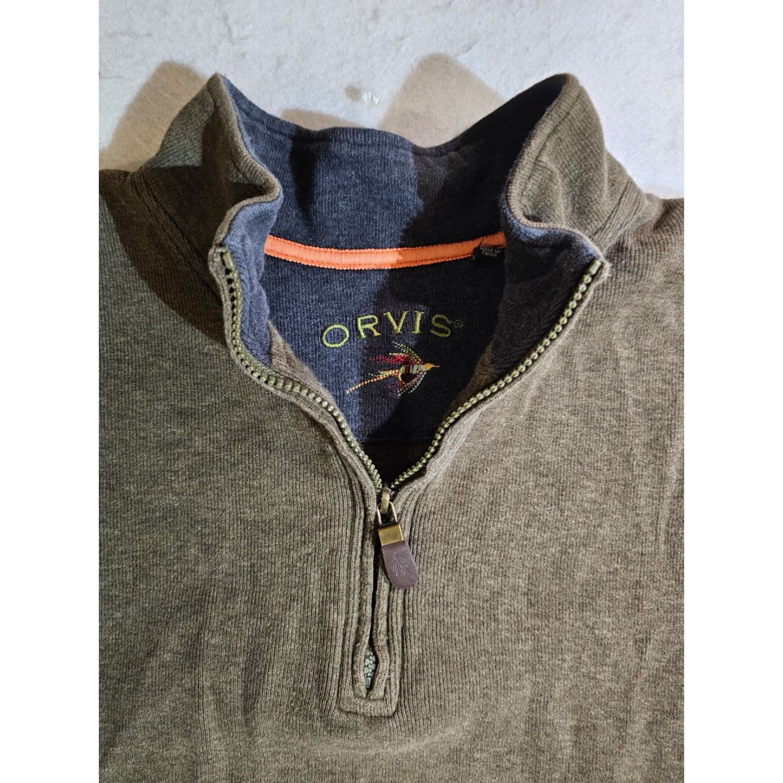 Orvis VINTAGE Orvis Classic 1/4 Zip 100% Cotton Mock Neck Pullover Mens 2XL Distressed Shirt Size US XXL / EU 58 / 5 - 3 Thumbnail