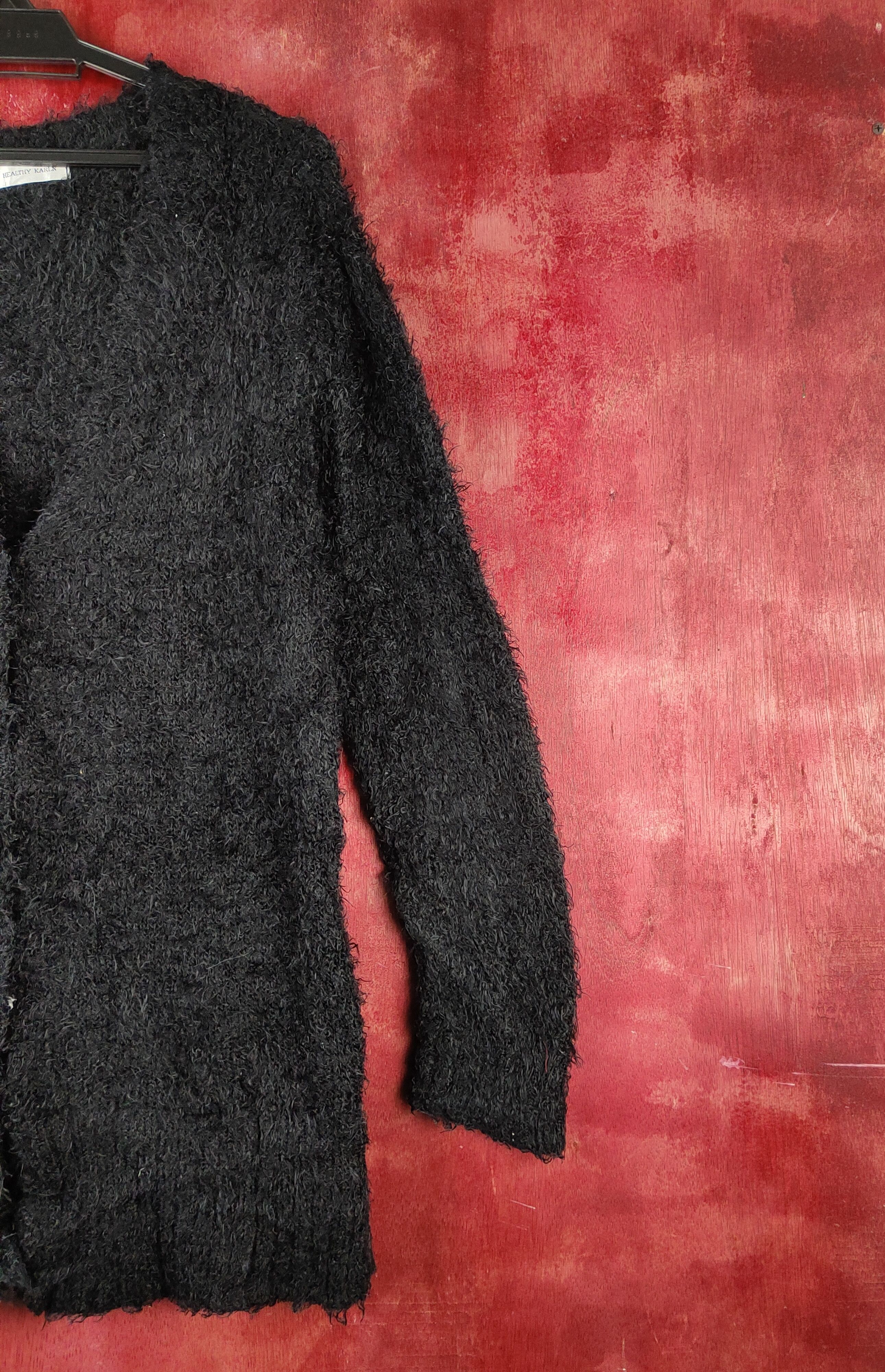 Japanese Brand Healthy Karen Black Fur Mohair Knitwear Cardigan #S2174 Size L / US 10 / IT 46 - 5 Thumbnail